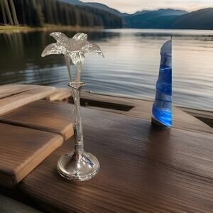 Oneida Amaryllis Bud Vase 14 Inches Clear Glass And Silverplate